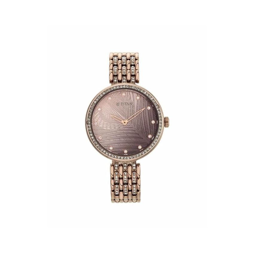 Titan Animalia Brown Dial Analog Stainless Steel Strap Watch for Women-NS95129QM01/NT95129QM01