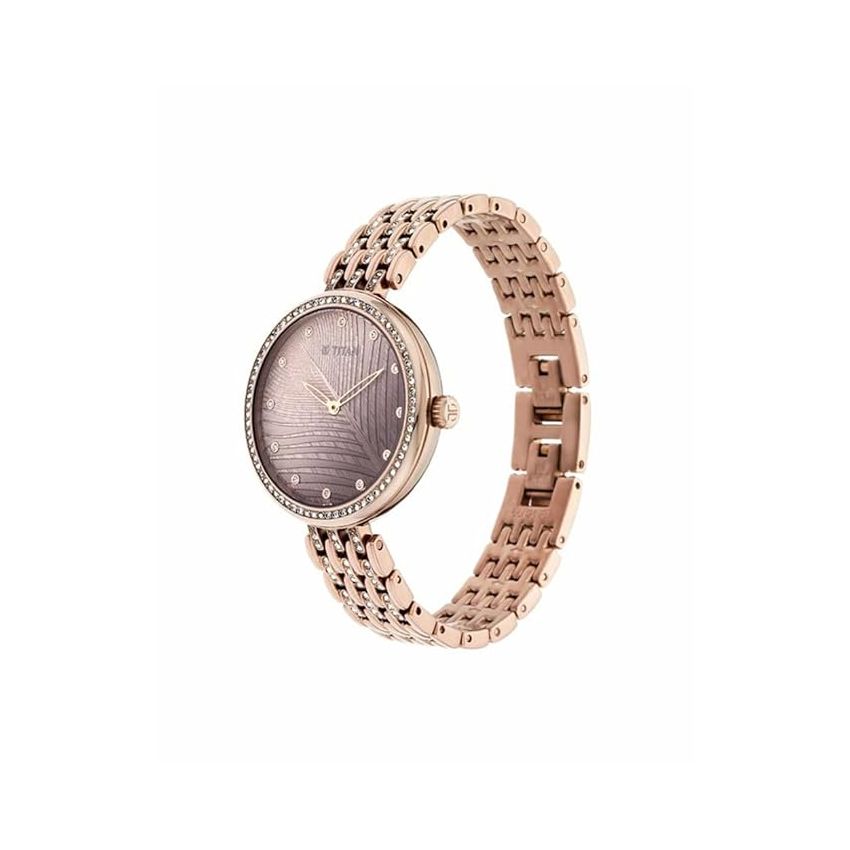 Titan Animalia Brown Dial Analog Stainless Steel Strap Watch for Women-NS95129QM01/NT95129QM01