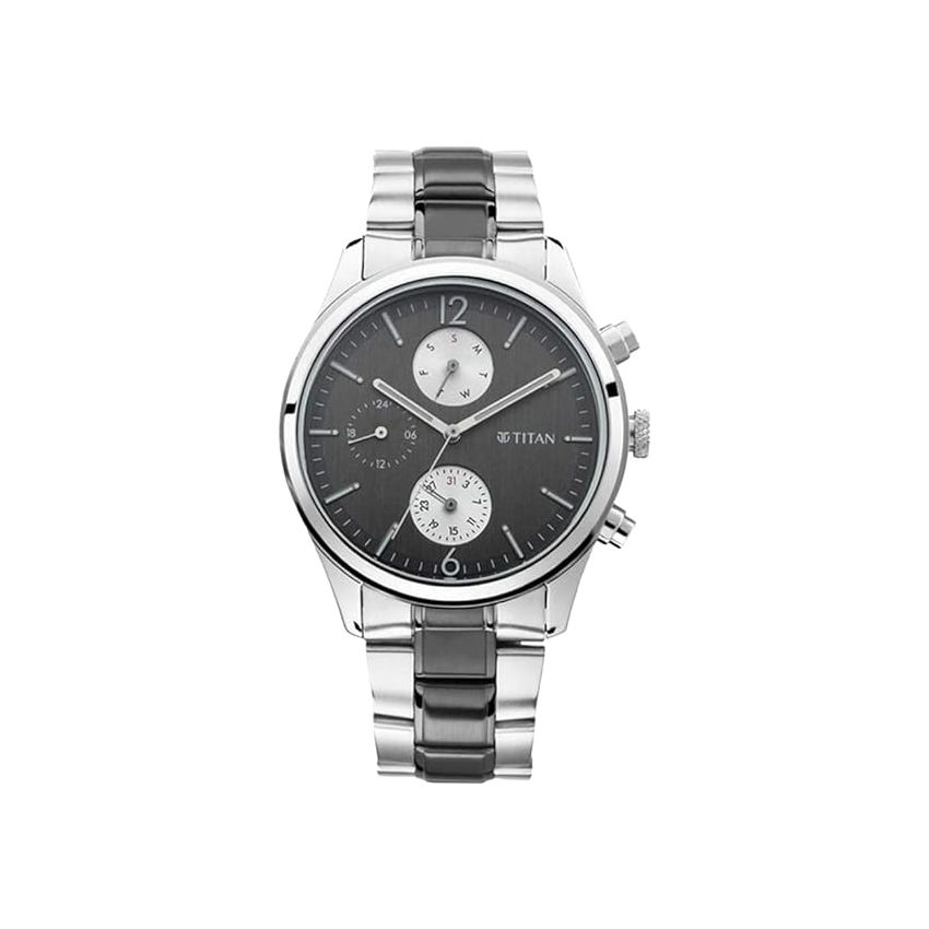 Titan Men's Metropolitan Charm: Men's Multifunctional Anthra Watch with Metallic Accents-NS1805KM02/NT1805KM02