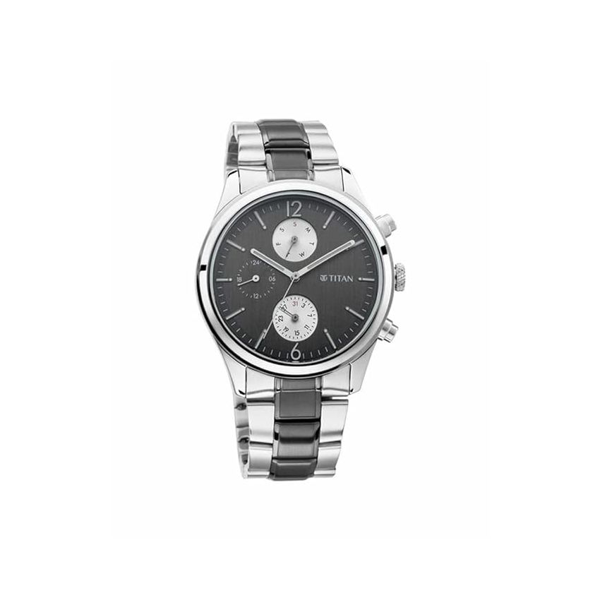 Titan Men's Metropolitan Charm: Men's Multifunctional Anthra Watch with Metallic Accents-NS1805KM02/NT1805KM02