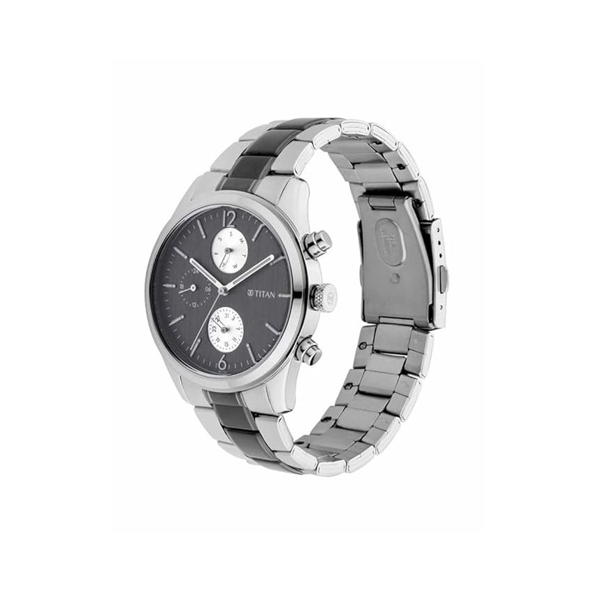 Titan Men's Metropolitan Charm: Men's Multifunctional Anthra Watch with Metallic Accents-NS1805KM02/NT1805KM02