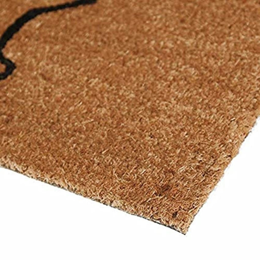 Onlymat Natural Coir, Anti-Skid PVC Back Printed Thick Weatherproof Large Entryway Rug Doormat with Black Color Pug Imprint (75cm x 1.5cm x 45cm)