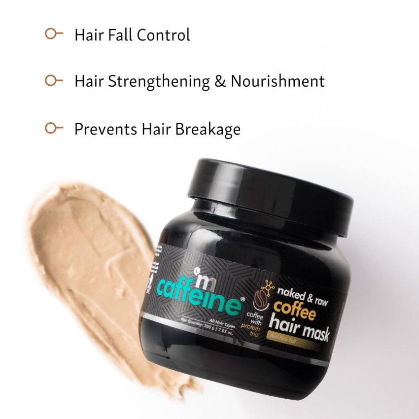 mCaffeine Anti Hair Fall Hair Mask for Dry & Frizzy Hair | For Curly Hair & Straight Hair | WIth Coffee, Proteins & Pro Vitamin B5 | SLS & Paraben Free - 200gm