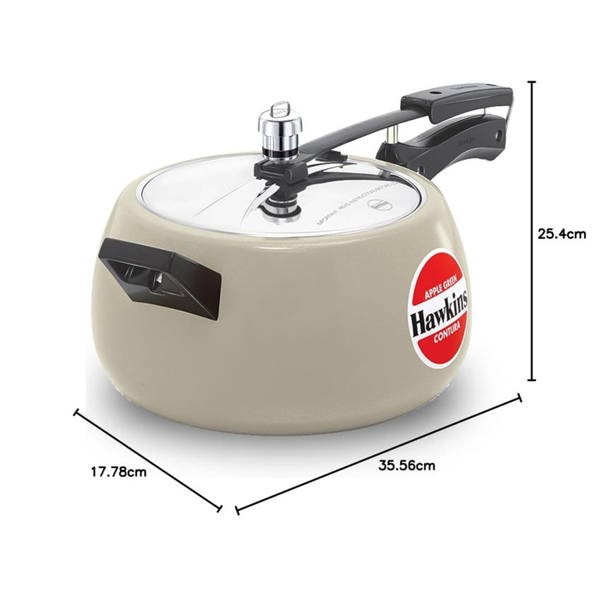 Hawkins Ceramic- Coated Contura 5L Green Apple Pressure Cooker
