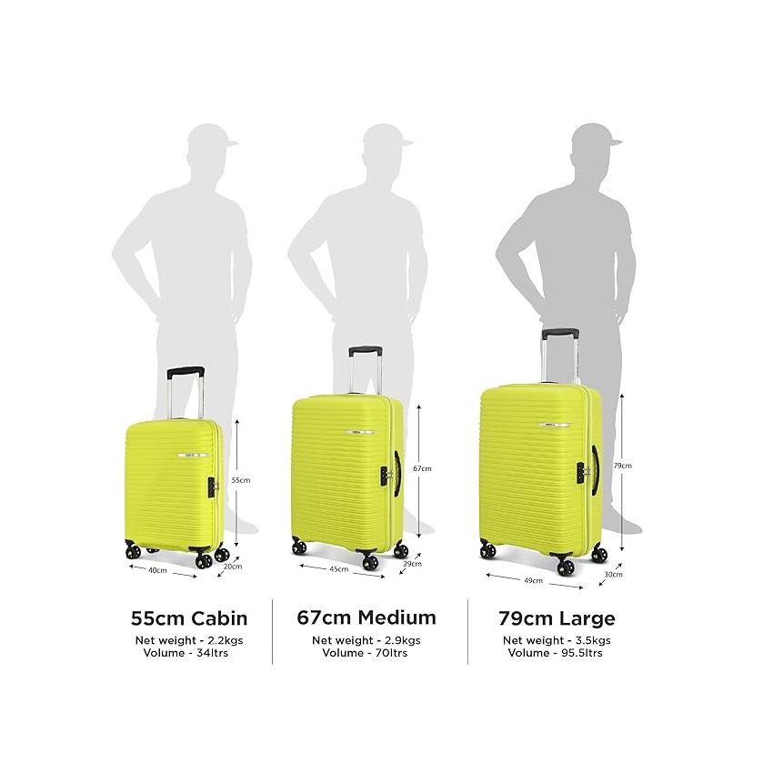 American Tourister Liftoff Spinner 3 PC Set Apple Green Polypropylene Hard Luggage with Double Wheel (Trolley/Suitcase)