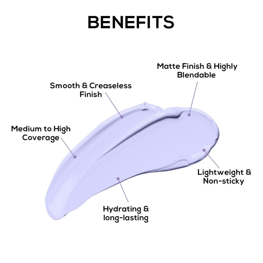 RENEE Addict Conceal & Correct, Purple 2.5ml| Medium To Full Coverage, Highly Blendable, Smooth, Creaseless Matte Finish| Lightweight, Hydrating, Long Stay Formula| Infused with Vitamin E & Argan Oil