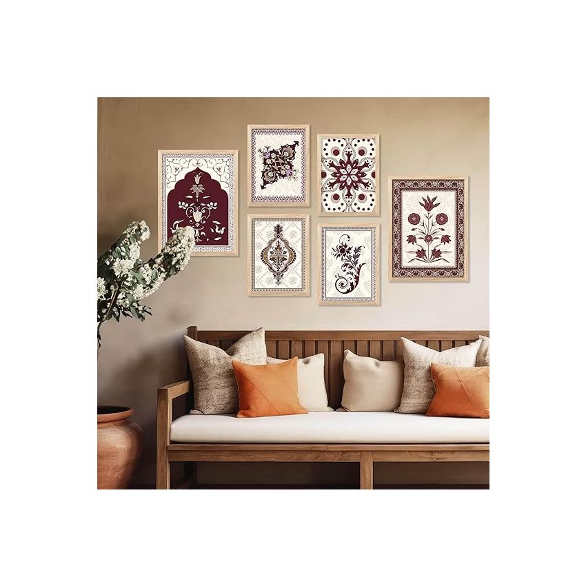 kotart - Traditional Paintings For Wall Hanging | Wall Poster With Frames For Wall Decor, Living Room, Art (F) Pack Of 6