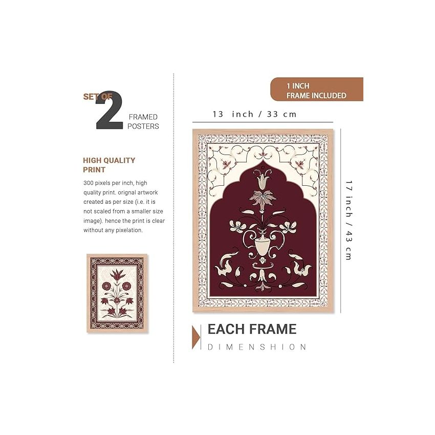 kotart - Traditional Paintings For Wall Hanging | Wall Poster With Frames For Wall Decor, Living Room, Art (F) Pack Of 6
