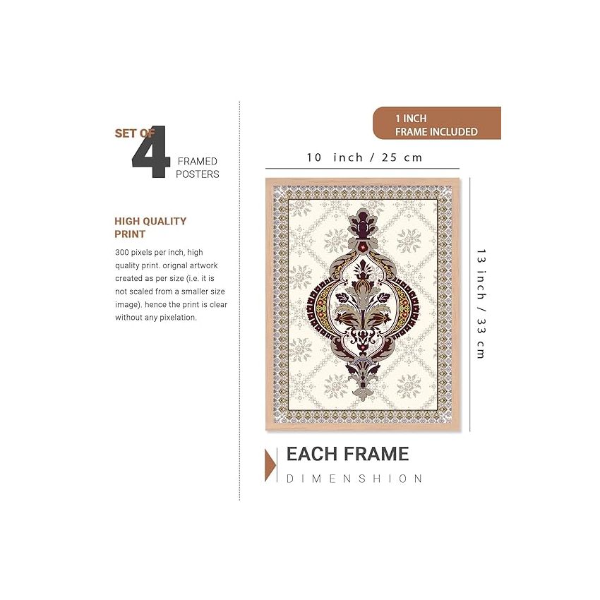 kotart - Traditional Paintings For Wall Hanging | Wall Poster With Frames For Wall Decor, Living Room, Art (F) Pack Of 6