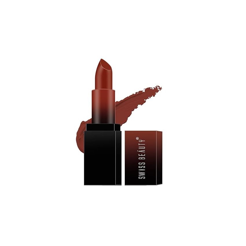 Swiss Beauty Hd Matte Pigmented Smudge Proof Lipstick | Creamy Matte Long Stay Lipstick | Athena, 3.4g