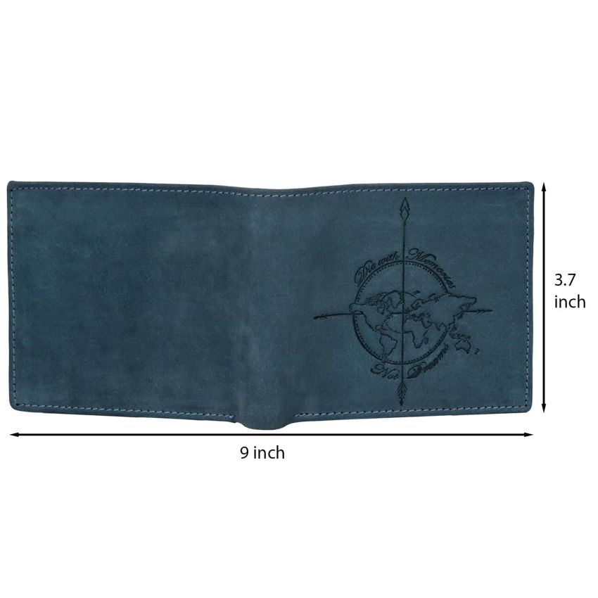 URBAN FOREST Atlas Vintage Blue World Map Leather Wallet for Men