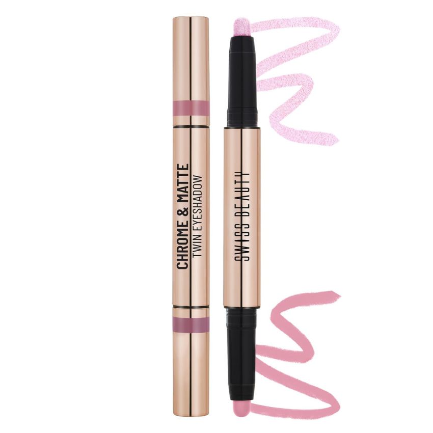 Swiss Beauty Chrome & Matte Twin Eyeshadow Stick | Mix of Matte and Shimmer | Easy to blend, non creasing eyeshadow | 24 Hour Stay | Shade-Aqua Moon, 2g