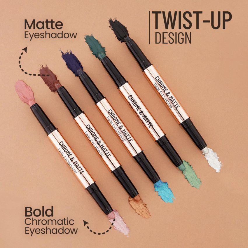 Swiss Beauty Chrome & Matte Twin Eyeshadow Stick | Mix of Matte and Shimmer | Easy to blend, non creasing eyeshadow | 24 Hour Stay | Shade- Night Skies, 2g