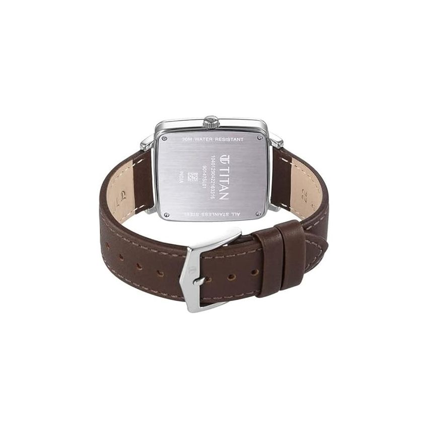 Titan Avant Garde Quartz Multifunction Silver Dial Leather Strap Watch for Men-NS90147SL01/NT90147SL01