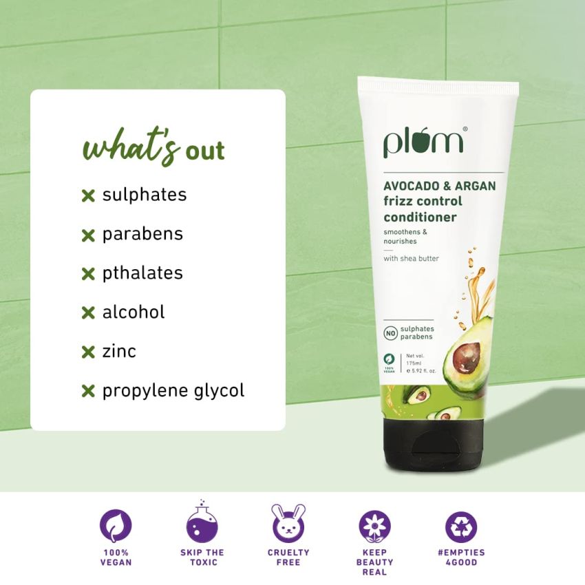 Avocado & Argan Frizz Control Conditioner I For Frizzy, Curly & Wavy Hair | Contains Avocado Oil, Shea Butter & Argan Oil | Sulphate-Free I 100% Vegan