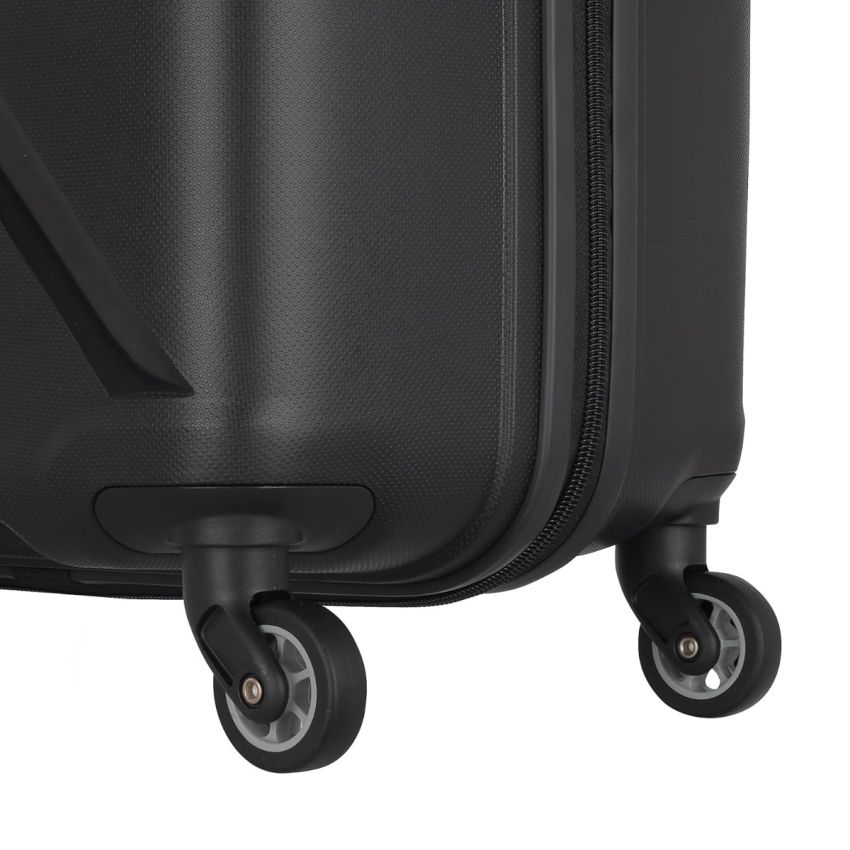 American Tourister Upland Spinner 55 Cms Polypropylene Hardsided Small Cabin Luggage|Speed_Wheel 8 Wheel Suitcase|Trolley Bag, Black, 24.5 Centimeters