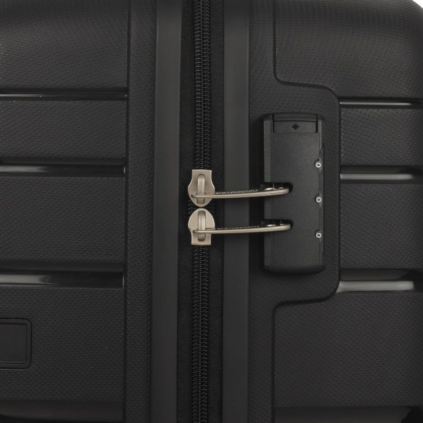 American Tourister Upland Spinner 55 Cms Polypropylene Hardsided Small Cabin Luggage|Speed_Wheel 8 Wheel Suitcase|Trolley Bag, Black, 24.5 Centimeters