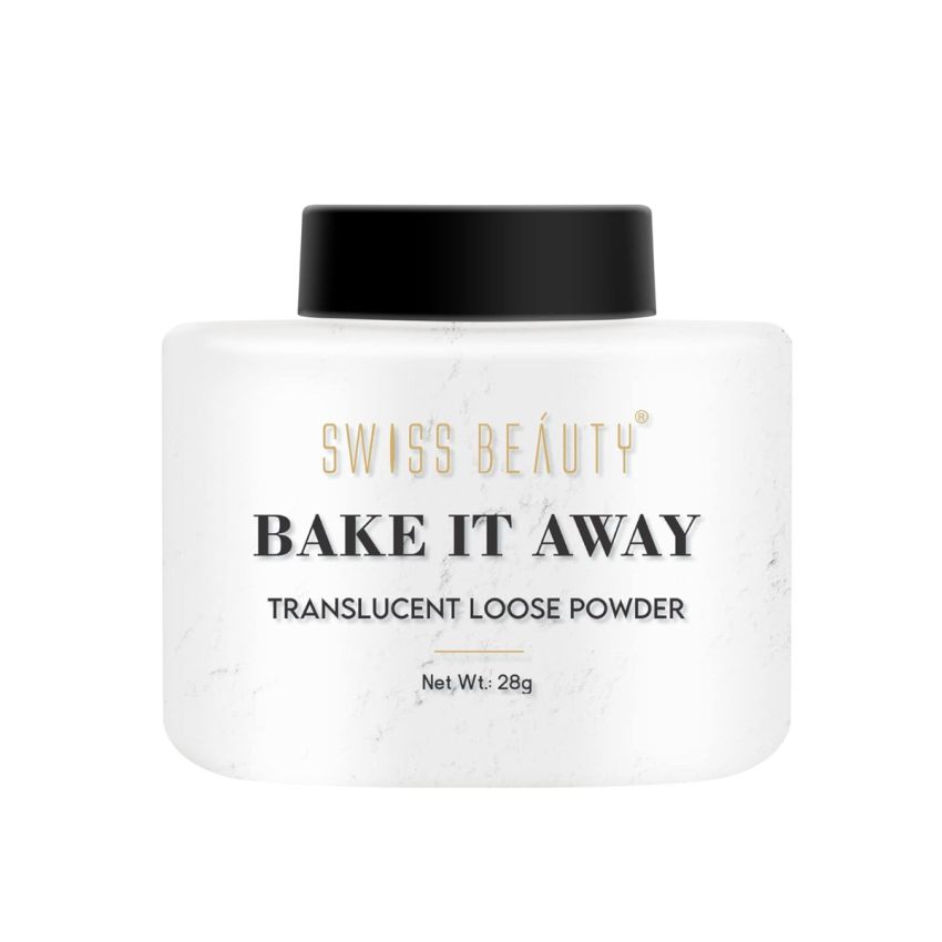 SWISS BEAUTY Bake It Away Makeup Natural Loose Powder | Lightweight Setting Powder | Loose Compact Powder For All Skin Types | Shade - Transparent, 28G, White