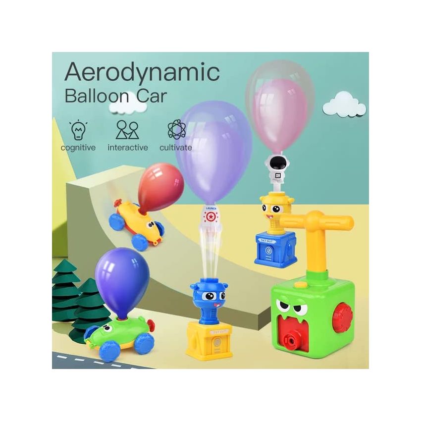 Cable World Balloon Launcher for Kids, Power Balloon Car Toy for Kids, Manual Balloon Pump Cars Toys for Boys Girls (Multi Color) set of 20 material Plastic;Acrylonitrile Butadiene Styrene
