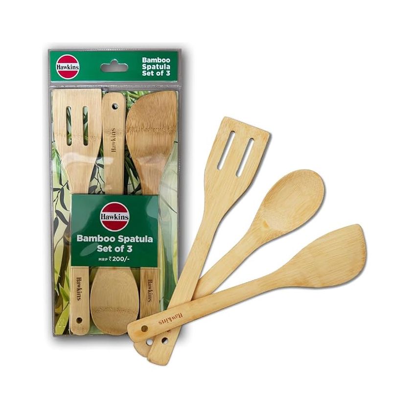 Hawkins Bamboo Spatula Set of 3, Natural Handmade Bamboo Spatulas, Kitchen Tools, Ladles, Turners, Flippers, Scrappers, Servers for Nonstick Cookware (BSPTL3)