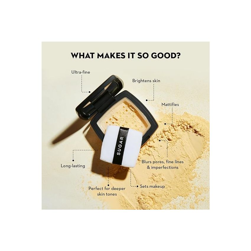 SUGAR Cosmetics All Set To Go Banana Powder | Setting Powder for Mattified Skin | Oil-Controlling & Smooth Application | 7gm