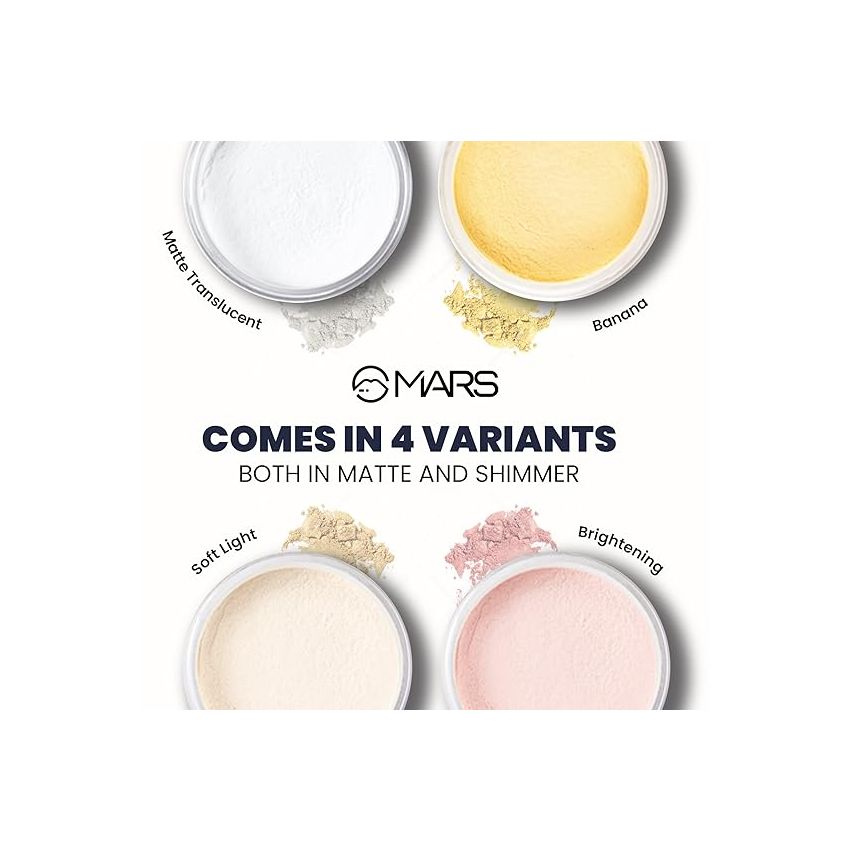 MARS Trend Setting Matte Loose Powder For All Skin Types | Lightweight & Long Lasting | Ultra Fine Setting Powder For All Skin Types For Face Makeup (8.0 Gm) 02-Banana, Yellow
