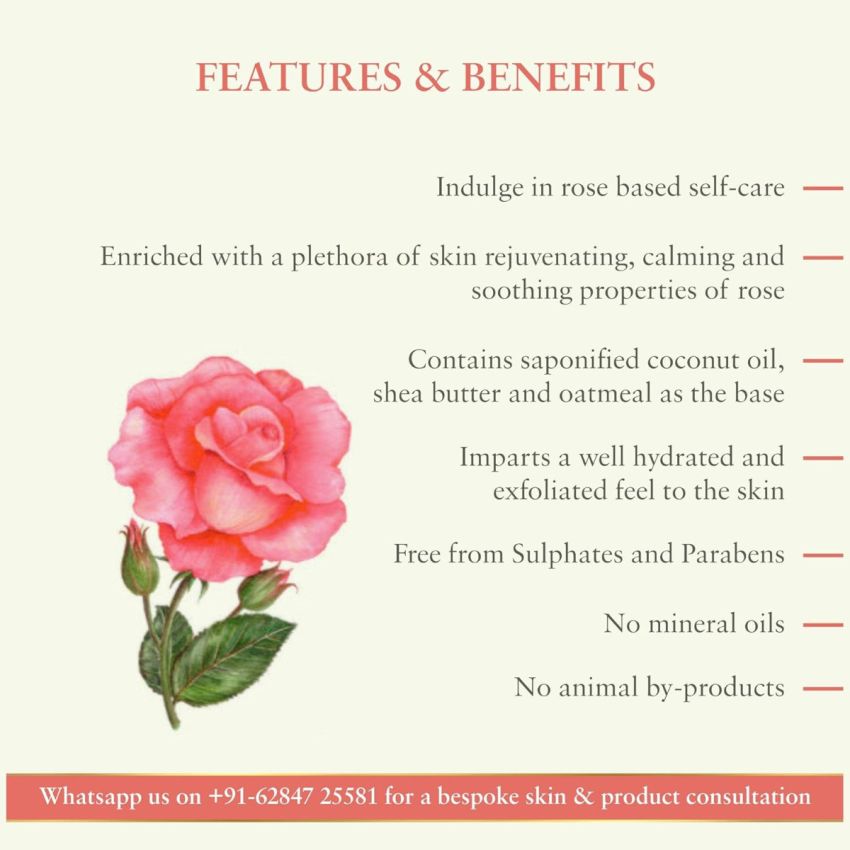 Just Herbs Ayurvedic Rose Handmade Skin Detoxify Bathing Soap Bar For All Skin Types, Organic & Chemical Free Soap Bar For Men & Women