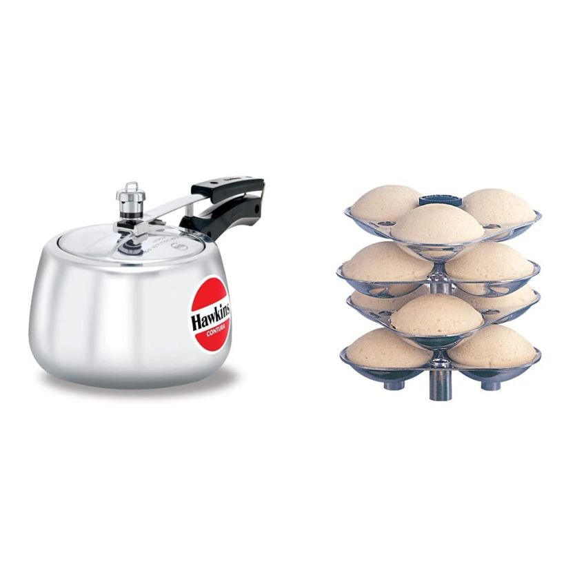 Hawkins contura Non-Induction Base Pressure Cooker and Idli Stand
