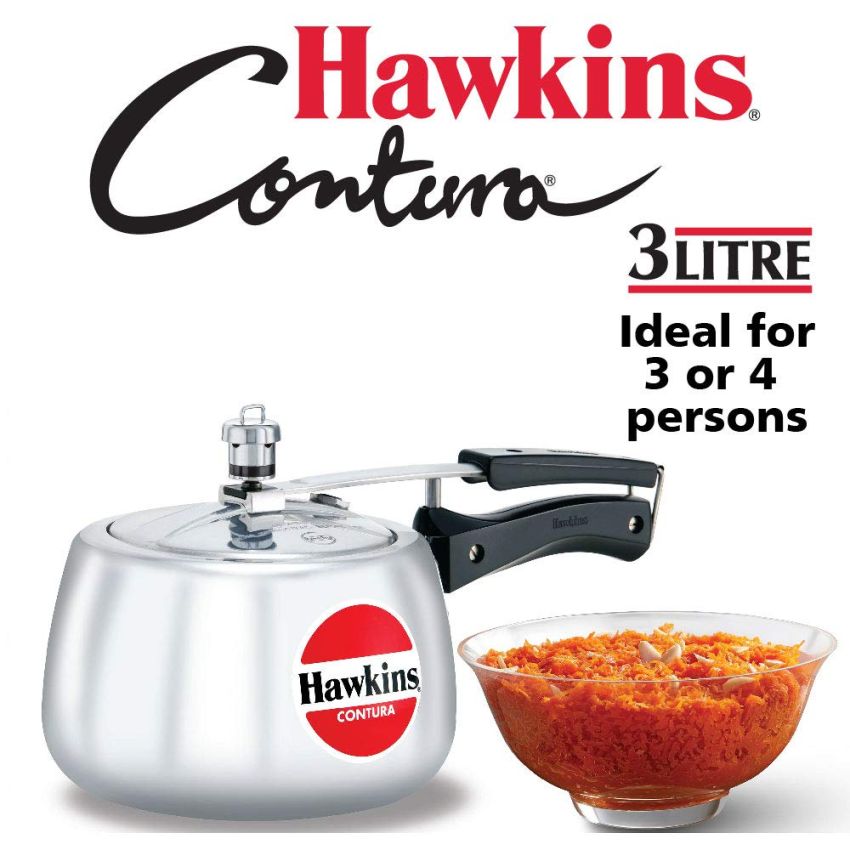 Hawkins contura Non-Induction Base Pressure Cooker and Idli Stand