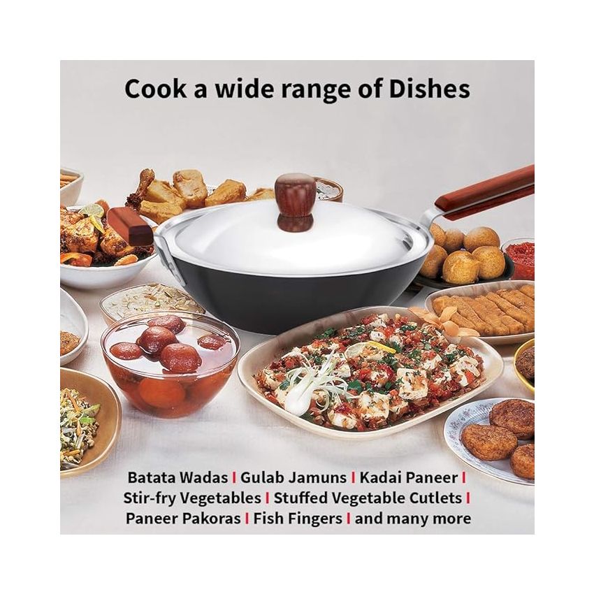 Hawkins Futura Stir-Fry Wok 3 Litre with SS Lid and Induction Compatible Base