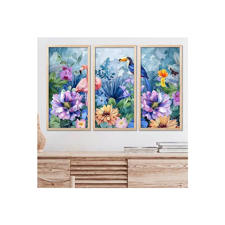 kotart - Painting for wall Decoration Frames |Traditional Indian Art Pichwai Wall Décor Paintings | Traditional Indian Art Pichwai Wall Décor Paintings For Home Décor Living Room Bedroom Set of 3 (10X19 INCH, F)