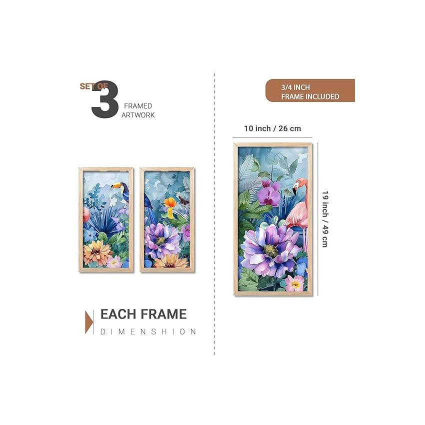 kotart - Painting for wall Decoration Frames |Traditional Indian Art Pichwai Wall Décor Paintings | Traditional Indian Art Pichwai Wall Décor Paintings For Home Décor Living Room Bedroom Set of 3 (10X19 INCH, F)