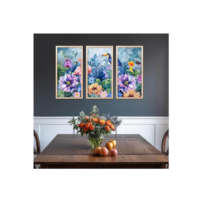 kotart - Painting for wall Decoration Frames |Traditional Indian Art Pichwai Wall Décor Paintings | Traditional Indian Art Pichwai Wall Décor Paintings For Home Décor Living Room Bedroom Set of 3 (10X19 INCH, F)