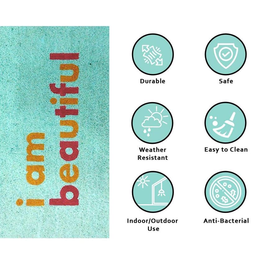 Onlymat Beautiful Polyurethane Coir Door Mat (45 cms x 75 cms x 1.5 cms, Multicolour)