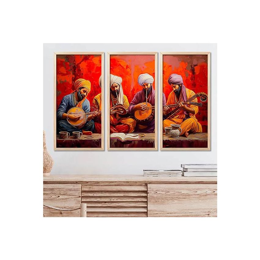 kotart - Painting for wall Decoration Frames |Traditional Indian Art Wall Décor Paintings | Indian Art Wall Décor Paintings For Home Décor Living Room Bedroom Set of 3 (10X19 INCH, B)