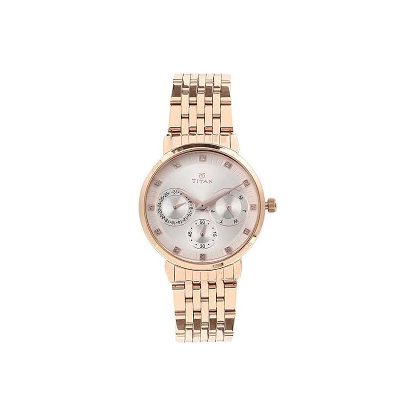 Titan Workwear Beige Dial Women Analog Watch With Stainless Steel Strap-NS2569WM02