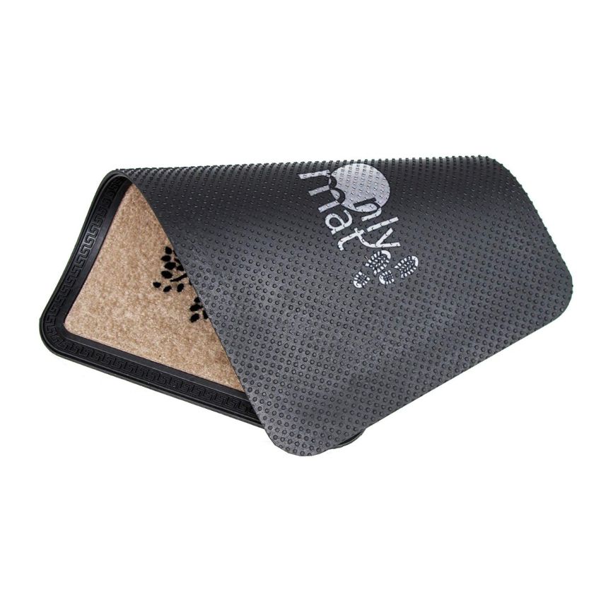 Onlymat Polypropylene Doormat with Anti-Skid Rubber Back for Indoor, Outdoor, Patio, Home and Office, Weatherproof, Large, and Thick Entryway Rug with Black and Beige Tree Design (75 x 45 x 1.5cm)