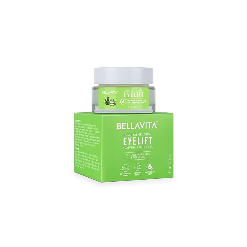 Bella Vita Organic EyeLift Hydrating Natural Under Eye Cream Gel for Dark Circles, Puffy Eyes, Wrinkles & Removal of Fine Lines for Women & Men, 20 gm