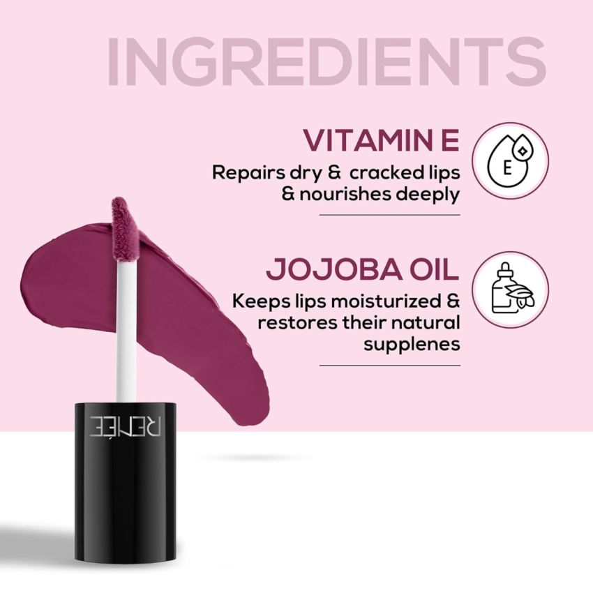 RENEE Marble Liquid Lipstick - LM04 Bella 4.5ml, Rich Color Payoff & Matte Finish| Weightless, Unique Long Lasting Formula, Transfer & Smudge Proof| Enriched with Vitamin E & Jojoba Oil