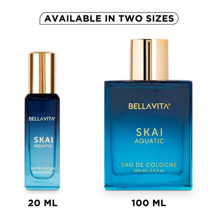 Bella Vita Luxury Skai Aquatic Liquid Eau De Cologne With Bergamot, Lavender & Patchouli Premium, Long Lasting Woody Fragrance For Unisex, 20ml