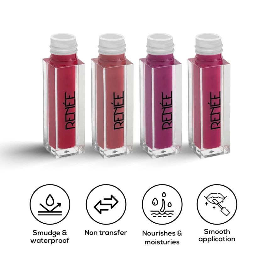 RENEE Stay With Me Mini Matte Lip Color Juicy Berries 2ml Each| Long Lasting, Light Weight & Non Transfer Formula| Water & Smudge Proof