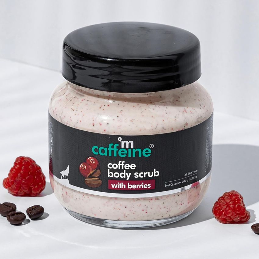 mCaffeine Berries & Coffee Body Scrub for Tan Removal | Creamy Body Scrub for Dry Skin | Exfoliating Scrub for Body for Women & Men - 200gm
