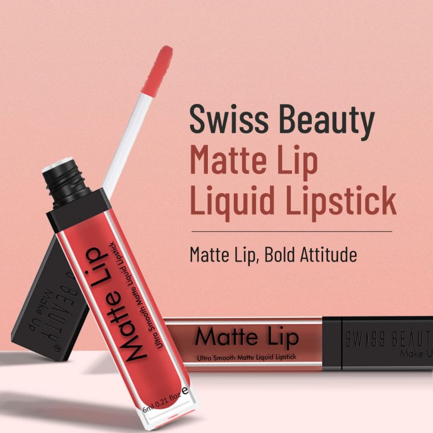Swiss Beauty Ultra Smooth Matte Lip Liquid Lipstick, Smooth Lip Color, Weightless Finish, Silky Matte Finish, Shade- Berry, 6ml