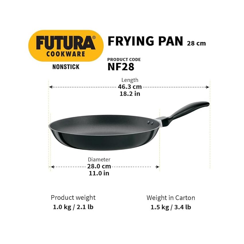 Hawkins Futura 28 cm Frying Pan, Non Stick Fry Pan, Big Frying Pan, Black (NF28)