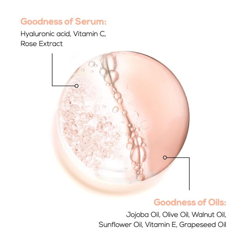 RENEE Insta Glo Biphasic Face Serum 15ml, Reduces Fine Lines, Wrinkles & Premature Aging | Infused With Hyaluronic Acid, Vitamin C, Rose Extract Serums & Jojoba Oil, Vitamin E, Grapeseed Oil