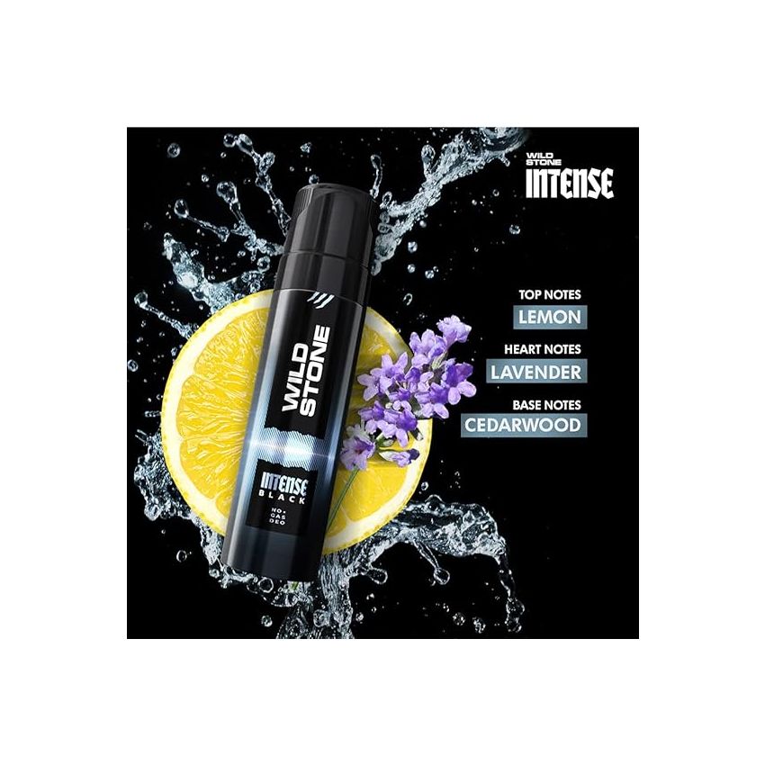 Wild Stone Intense Black No Gas Deo for Men, Long Lasting Deodorant Body Spray, 120ml