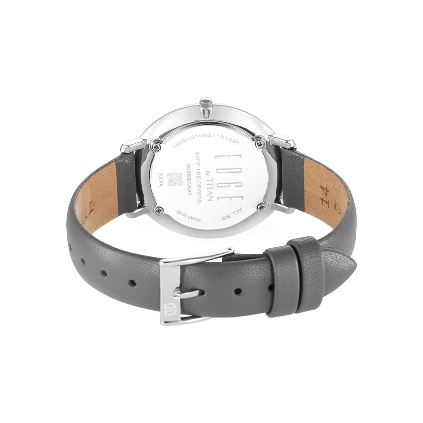 Titan Edge Black Dial Black Leather Strap Watch for Women-NS2655SL01/NT2655SL01