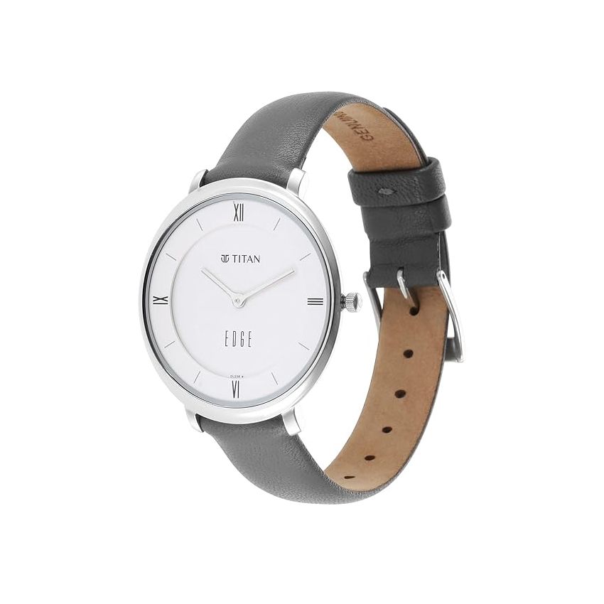 Titan Edge Black Dial Black Leather Strap Watch for Women-NS2655SL01/NT2655SL01