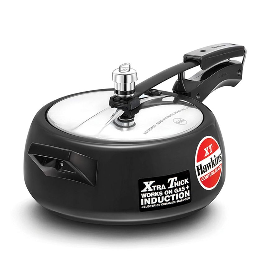 Hawkins Pressure Cooker Contura Hard Anodized Extra Thick Base for Induction, 3.5 L (Black)
