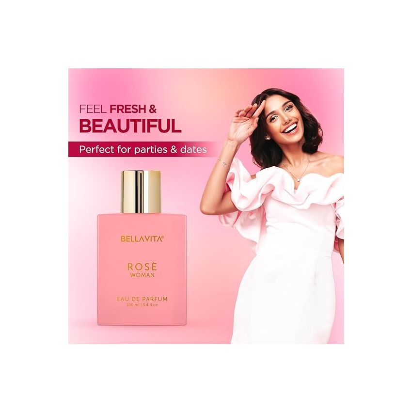 Bella Vita Luxury Rose Woman Eau De Parfum Perfume for Women with Black Currant, Vanilla, Jasmine|Floral & Sweet EDP Long Lasting Fragrance Scent 100 ML
